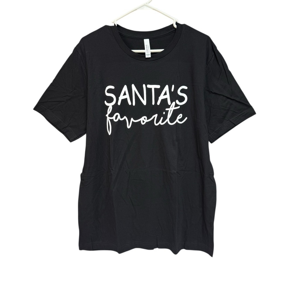 Bella Canvas Black Crew Neck Tee size XL Santa’s Favorite NWOT
